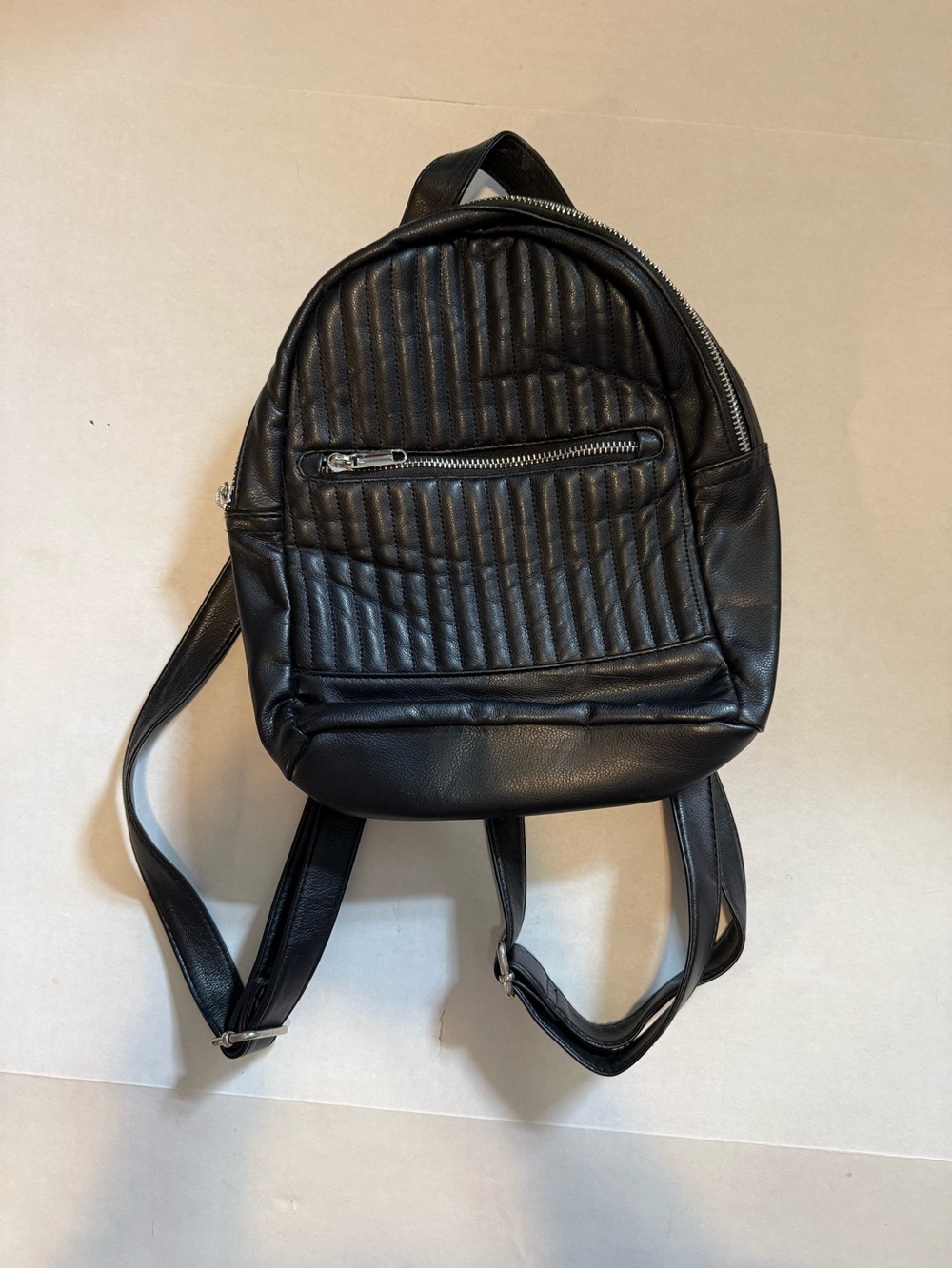 wild fable Black Quilted Faux Leather Backpack